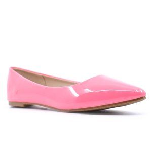 Neon Hot Pink Pointy Pointed Toe Ballet Flats